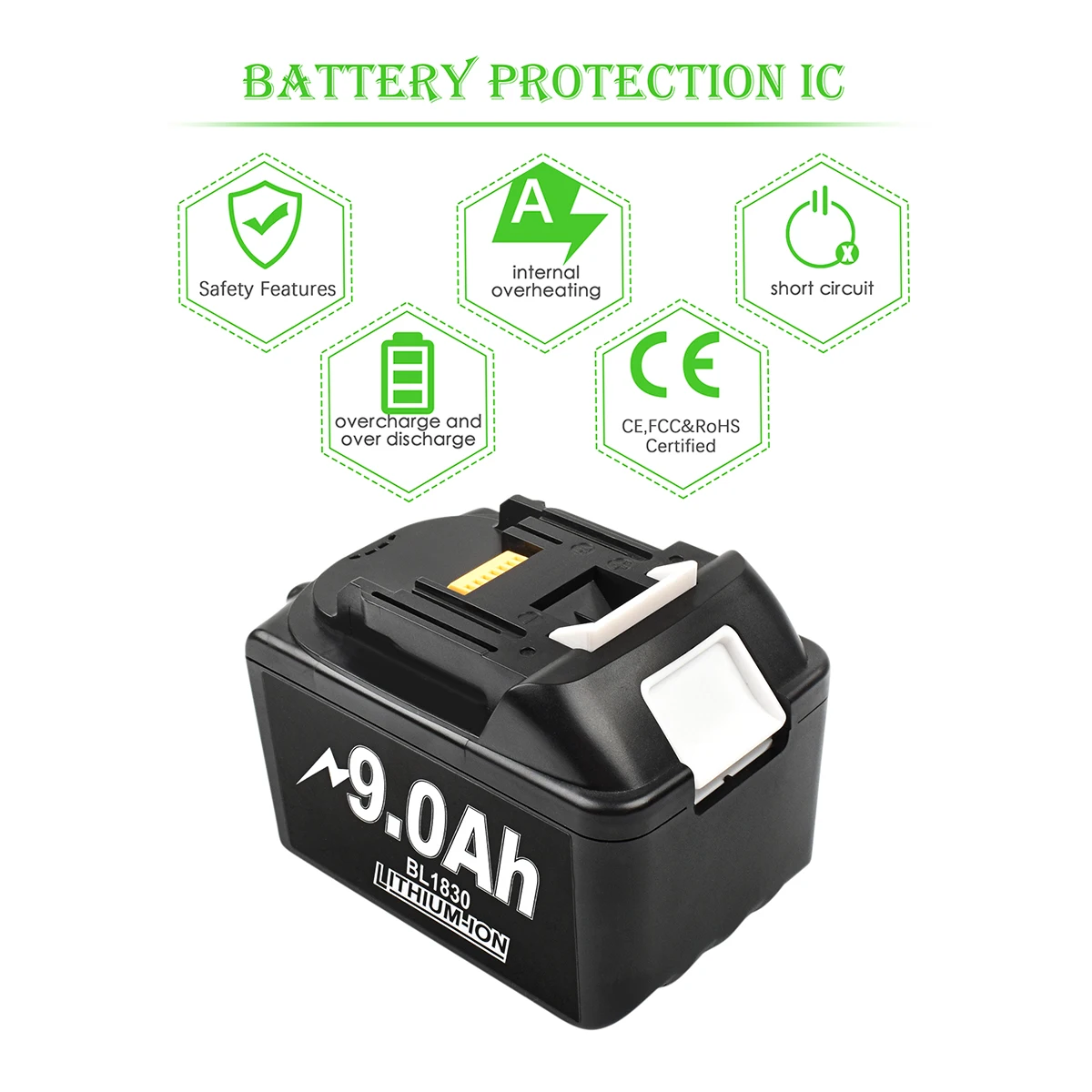 BATTOOL BL1830B Replacement Battery Li-ion 18V 9000mah For Makita BL1830 BL1815 BL1820 BL1815 BL1815N BL1820 Power Tools Battery