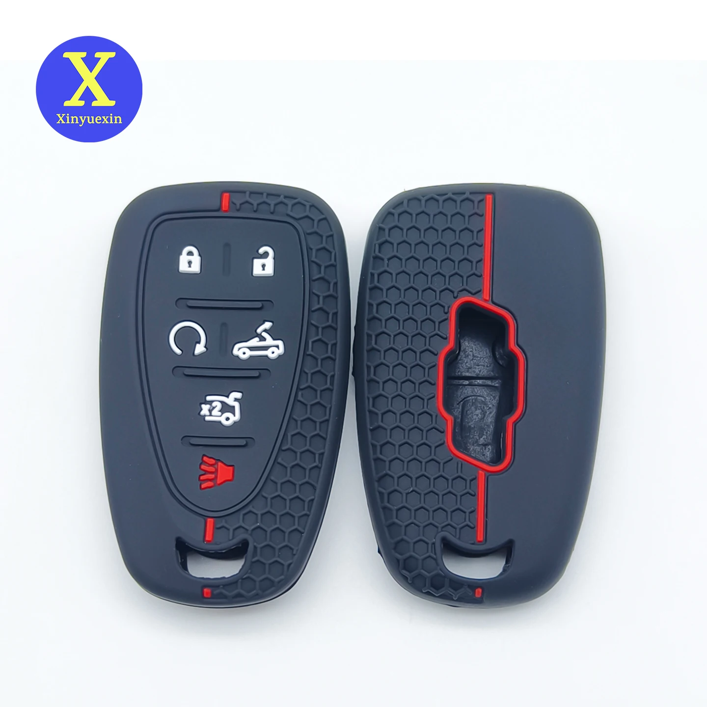 Xinyuexin Silicone Key Cover Case Fob for Chevrolet Camaro Cruze Malibu 2016 2017 2018 2019 6 Button Smart Key Shell 2 Pcs/lot