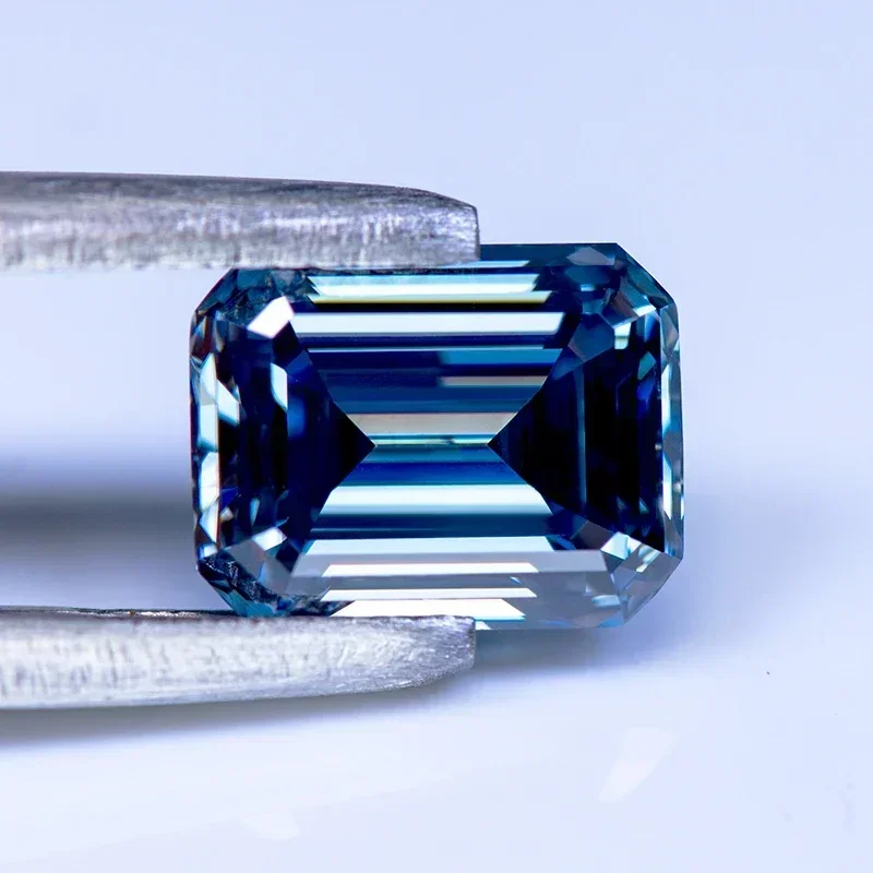 

NEW Moissanite Stone Natural Royal Blue Color Emerald Cut Lab Grown Diamond for DIY Charms Woman Jewelry Making with GRA Certifi