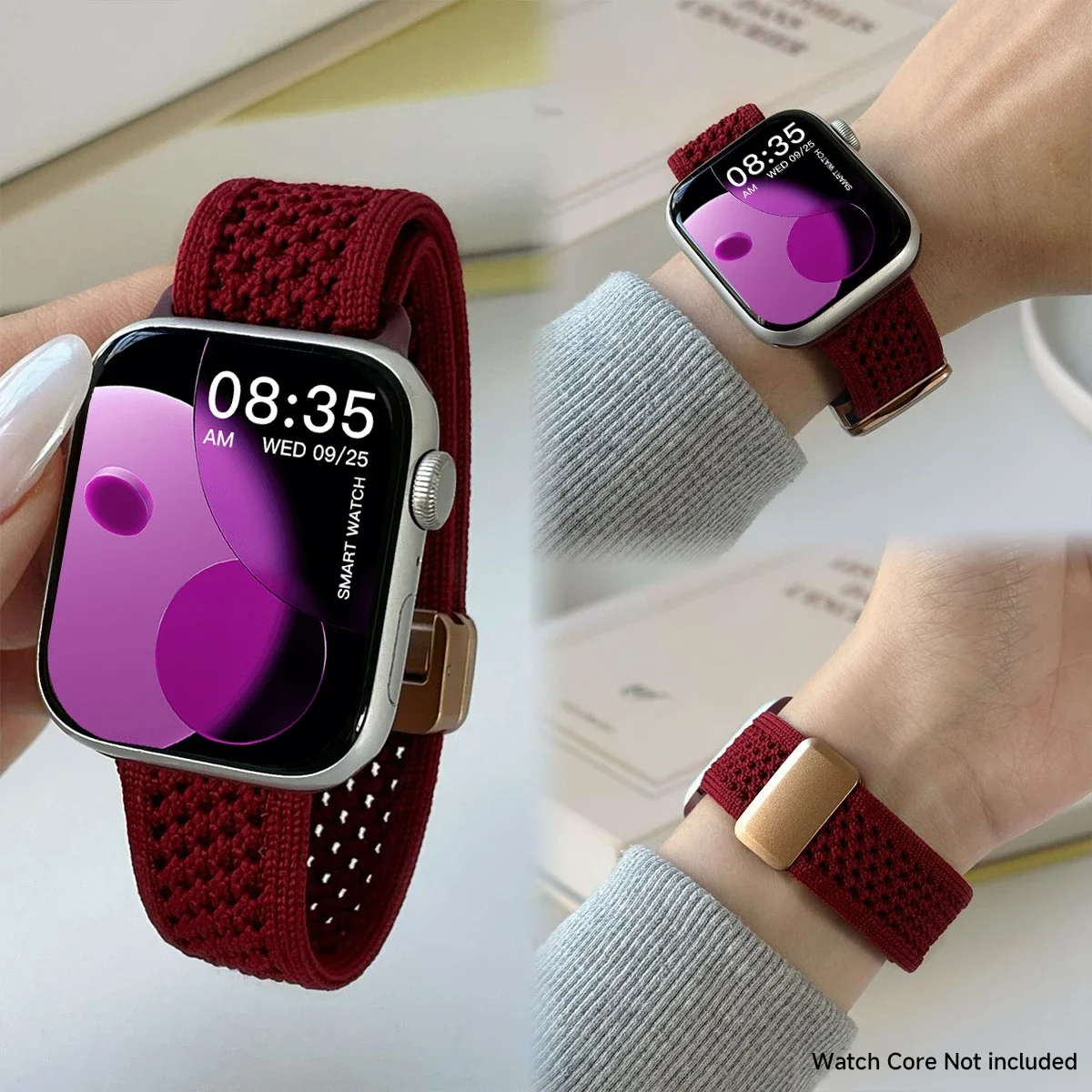 Atmungsaktives Strick-Nylonarmband für Apple Watch Ultra 49 mm 10 9 8 7 6 5 4 3 SE Magnetband für iwatch 46 40 44 45 42 41/38 mm