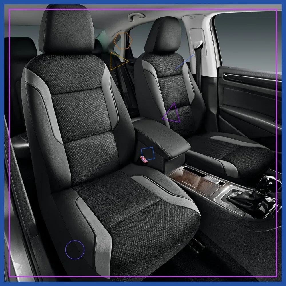 

Memory Foam Car Seat Covers with Air Cool Mesh, Thick Protector for Most Cars, Vans, Trucks & SUVs in Gray