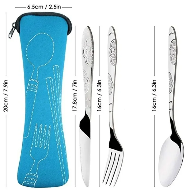 Picnic Set Tableware Washable with Zipper Travel Cutlery Kit Case Portable Pouch for Dinner Household Tool Travel Camping Spoon