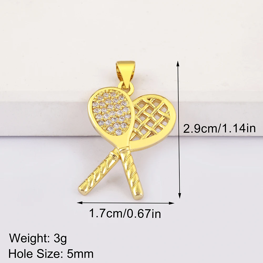 New Design Shovel/Tennis Racket Shiny Crystal Zircon Pendant diy Necklace For Women Handmade Jewelry Making Accessories Supplies