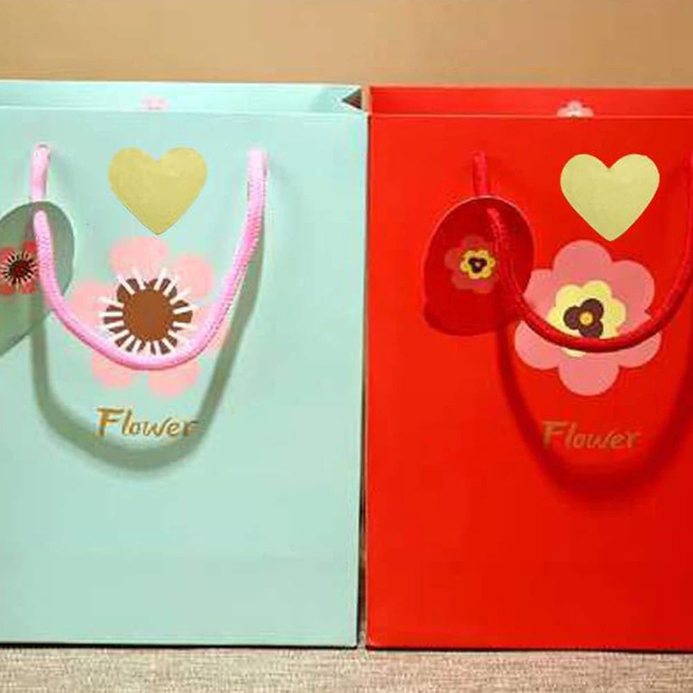 

Heart Shape Stickers Golden Eco-Friendly Paper Adhesive Labels for Candy Bags Bakery Cookies Homemade Decoration Business