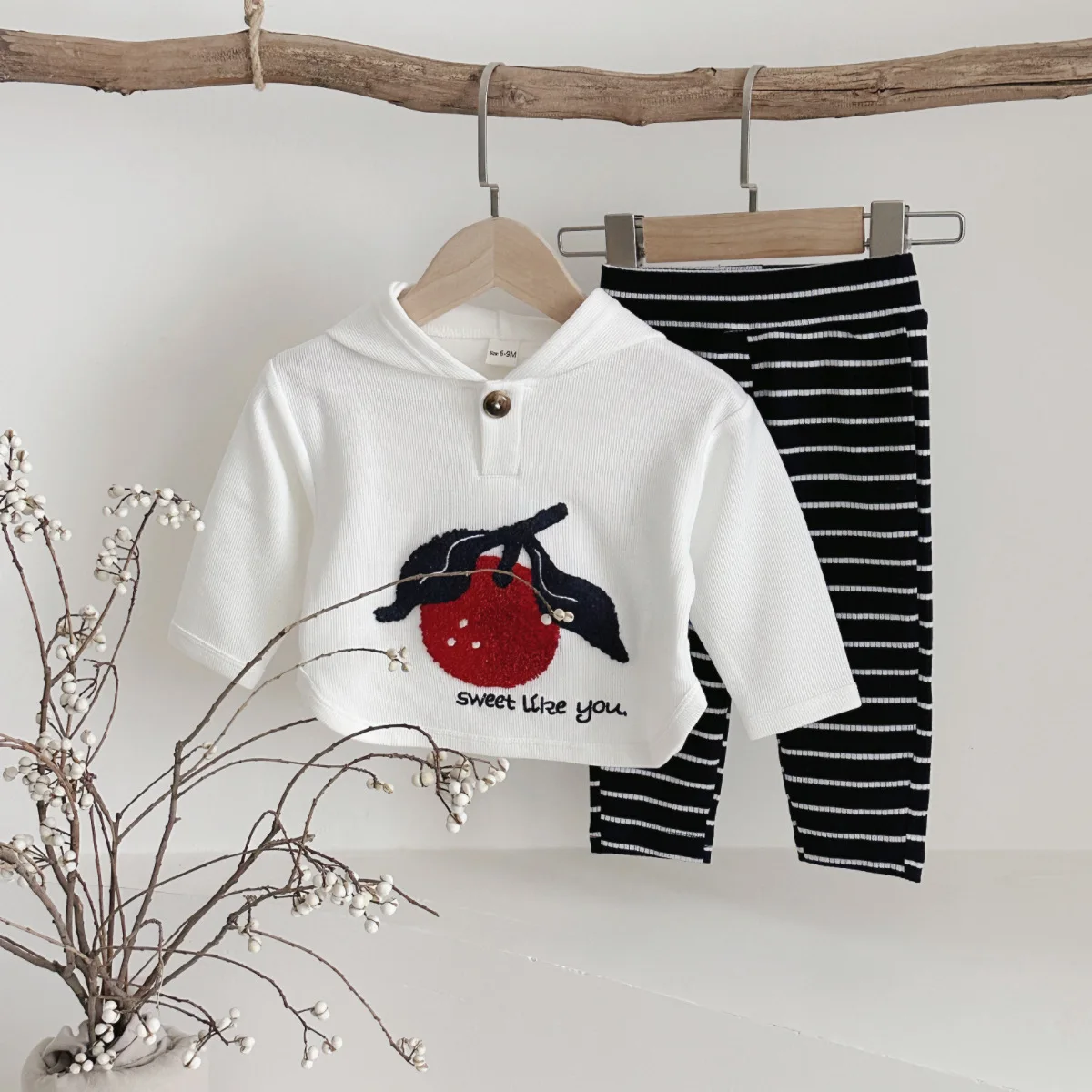 Baby Boys Clothes Winter Warm Infant Suit Set Hawthorn Hooded Top Pants Kids Children Clothing Girl Long Sleeve Tracksuit 2Pcs