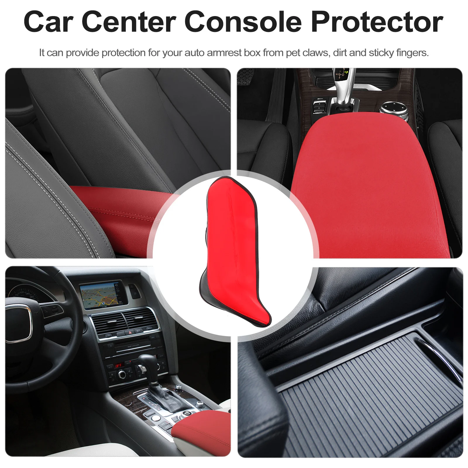 

1pc Car Armrest Box Cover Breathable Wear Resistant Scratch Dirt Proof Universal Fit Center Console Protector For Auto Interior
