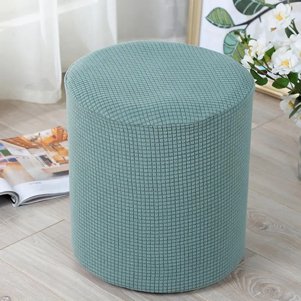 Solid Color Shell Chair Cover Stretch Stool Cover Square/Round Footstool Cover Footstool Seat Protector Lving Room Chairs Covers