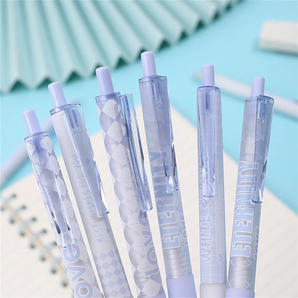 4pcs Blue Series Gel Ink Pen Set ST Pen Tip Black Ink Quick Dry Pen Press Action Neutral Pen School Supplies Office Stationery