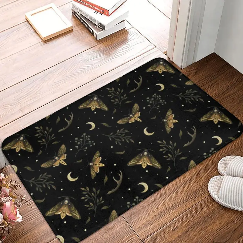 Personalized Death Head Moths Night Doormat Mat Anti-Slip Gothic Witch Occult Witchcraft Kitchen Bath Bedroom Rug Carpet 40*60cm