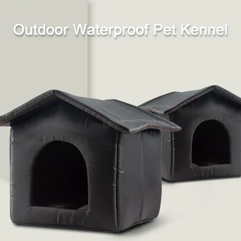 Waterproof Cat House Weatherproof Pet House For Small Dogs Cats Pet Bed Nest With Inner Pad Portable Outdoor Cat Accessories