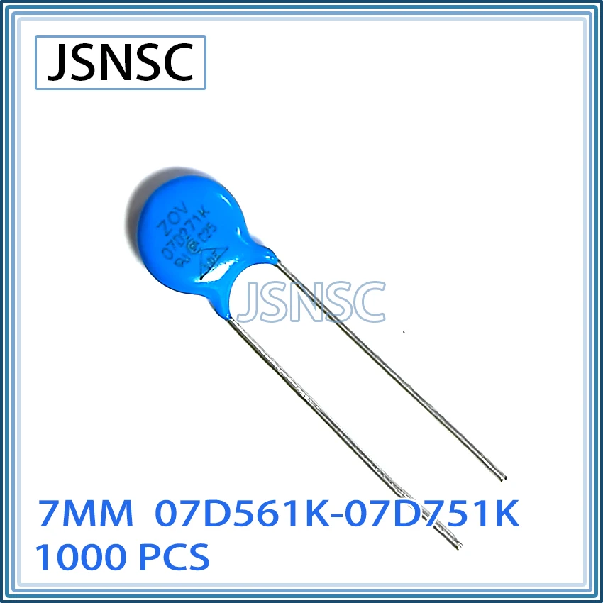 JSNSC Varistor resistor 1000PCS 07D 07D561K 07D621K 07D681K 07D751K 7D561K 7D621K 7D681K 7D751K 560V 620V 680V 750V 7MM ZOV