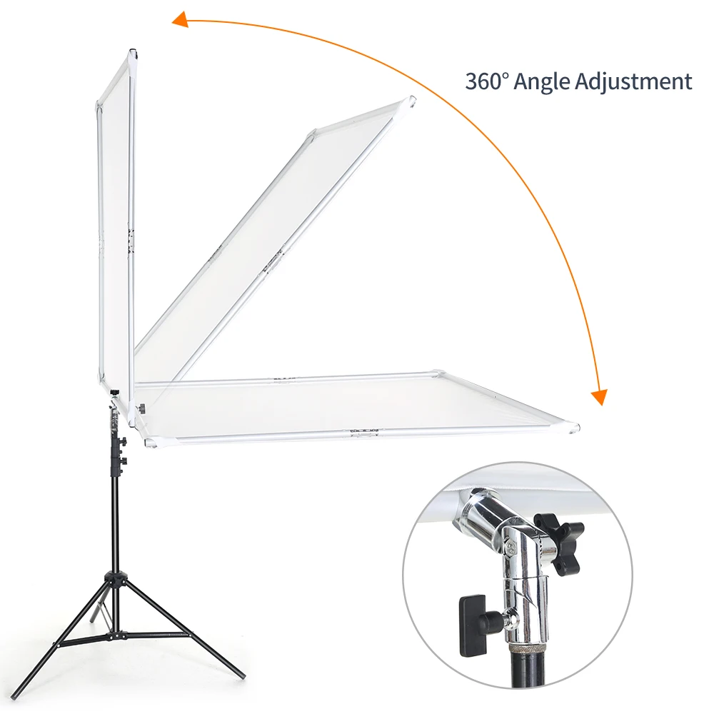 110cm 43in Scrim Large Silver Diffuser Reflector Collapsible Aluminum Alloy Frame with Angle Adjustment Handle for Photography