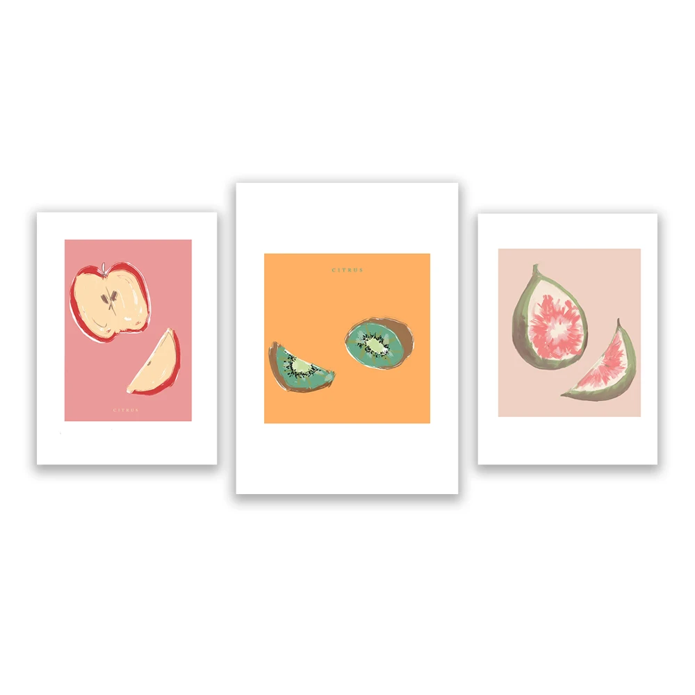 Fig, Apple, Kiwi Aesthetic Art Edition Kitchen Decor