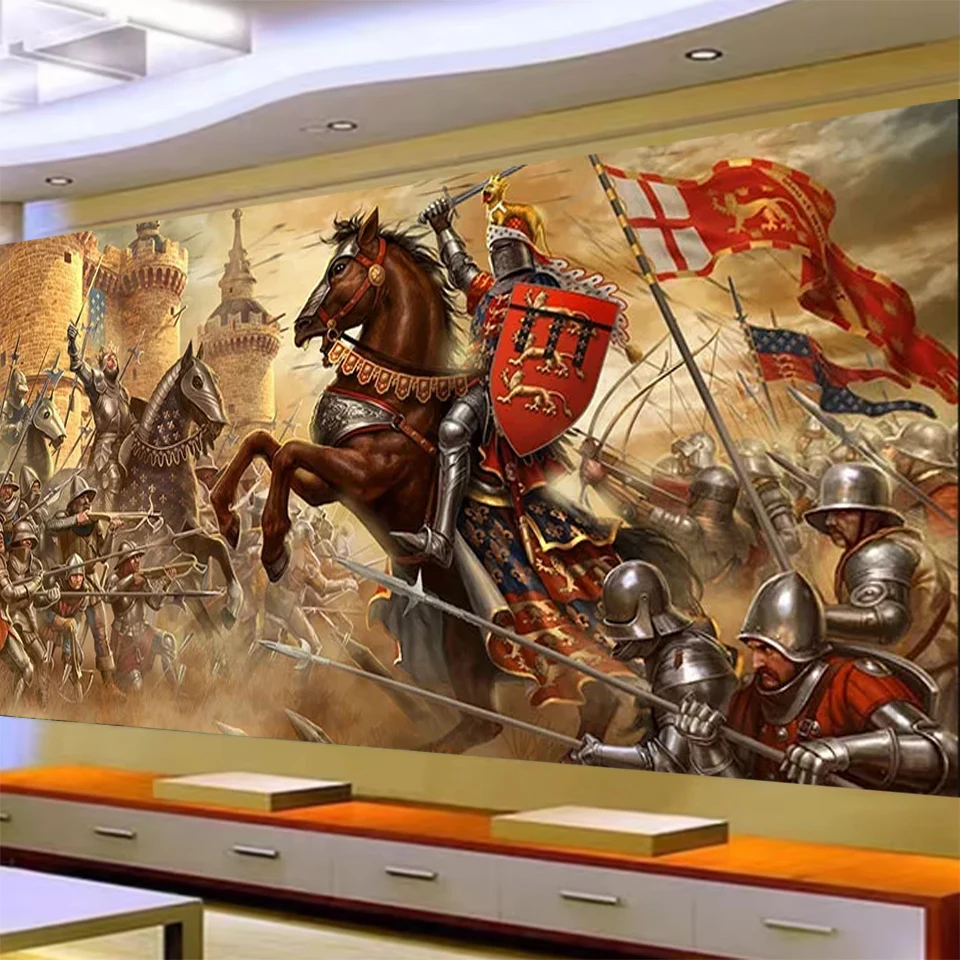 Knights Templar Medieval Crusader Battlefield DIY Diamond Painting Jewelry Cross Stitch Kits Diamond Art Mosaic Large Home Decor