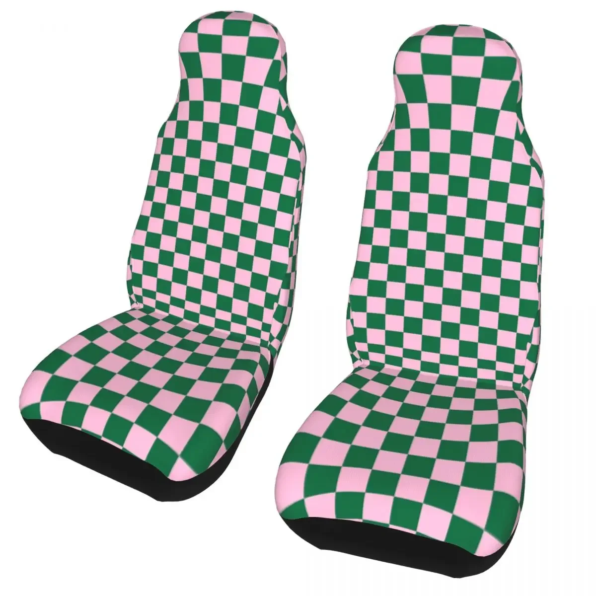 Candy Pink And Green Checkerboard Universal Car Seat Cover Four Seasons Women Checkered Car Seat Covers Polyester Hunting