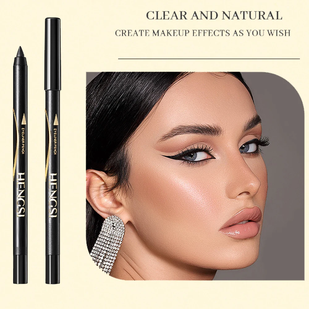 HENGSI 耐久性のあるアイライナーゲルペン - 防水、にじみにくく、色褪せない - ナチュラルカラーのアイライナーペン、2色展開