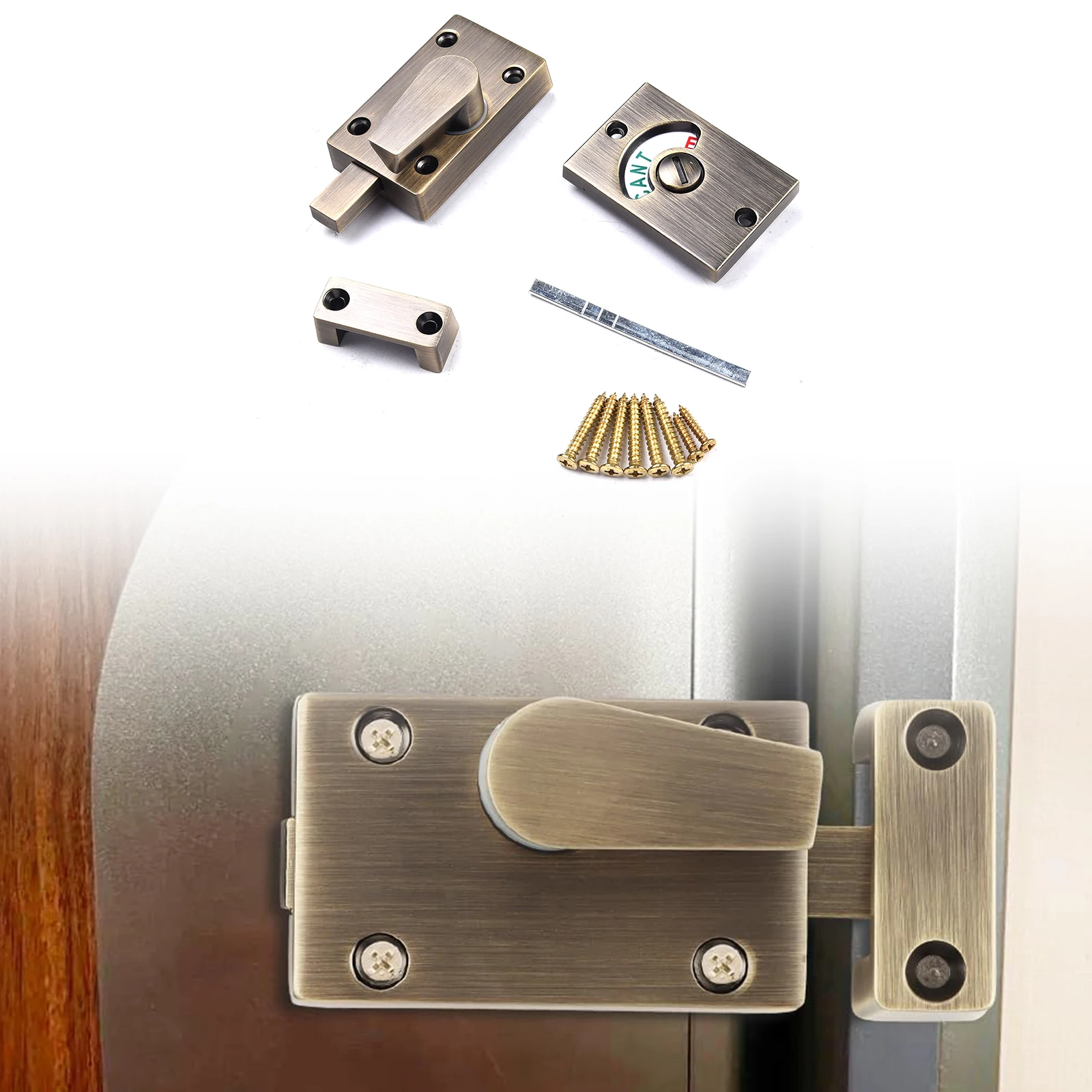 تشير إلى قفل قفل الباب 5.9X3.94X1.18 بوصة تصميم مسمار الباب لباب الحمام للمراحيض العامة مؤشر قفل الباب #5