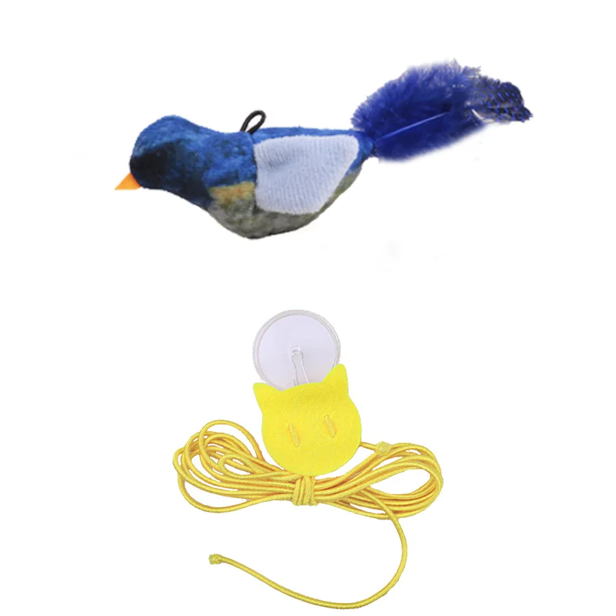 

OUWO Hanging Cat Toy Simulation Toy Cat Scratch Telescoping Rope Feather Kitten Playing Game Interactive Toy Pet Supplies