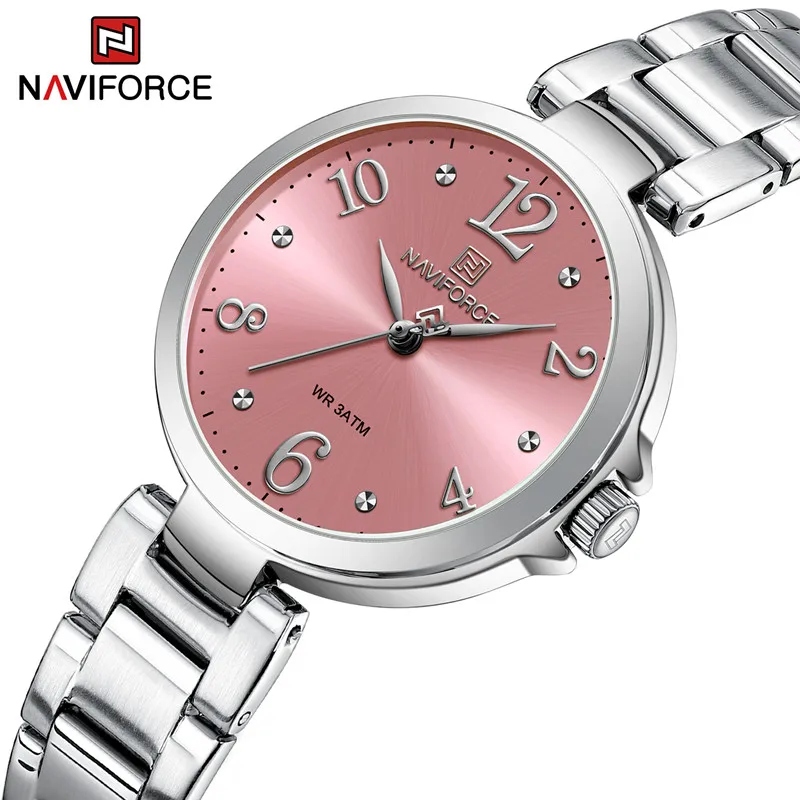 Top Brand NAVIFORCE Luxury Women Watches Stainless Steel Band Waterproof Female Quartz Wristwatch Romantic Montre Femme 2023