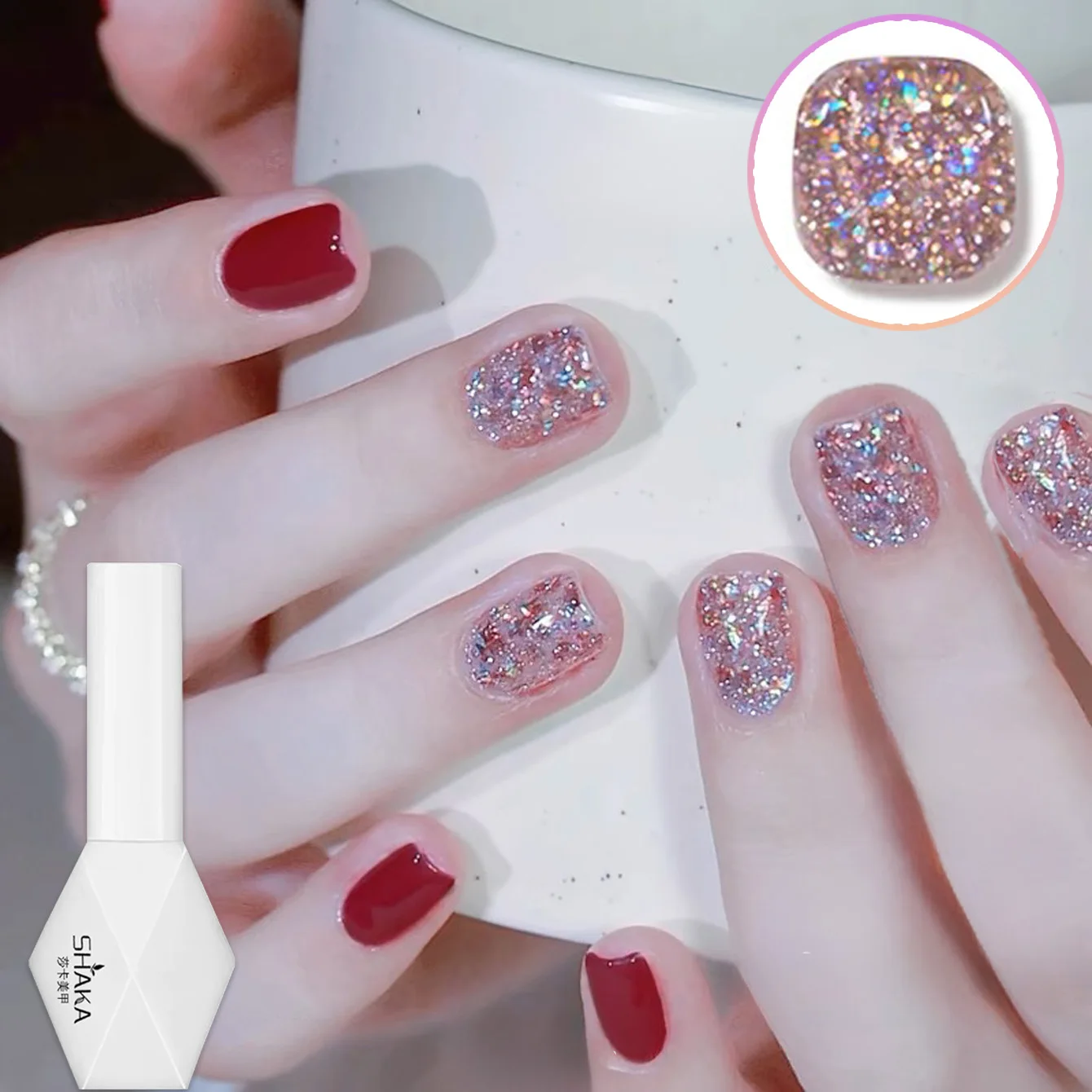 1 pz WS Blu Riflettente Crush Starlight Gel Smalto per unghie Sparking Glitter Soak Off Vernice UV Nail Art Manicure Decoartion