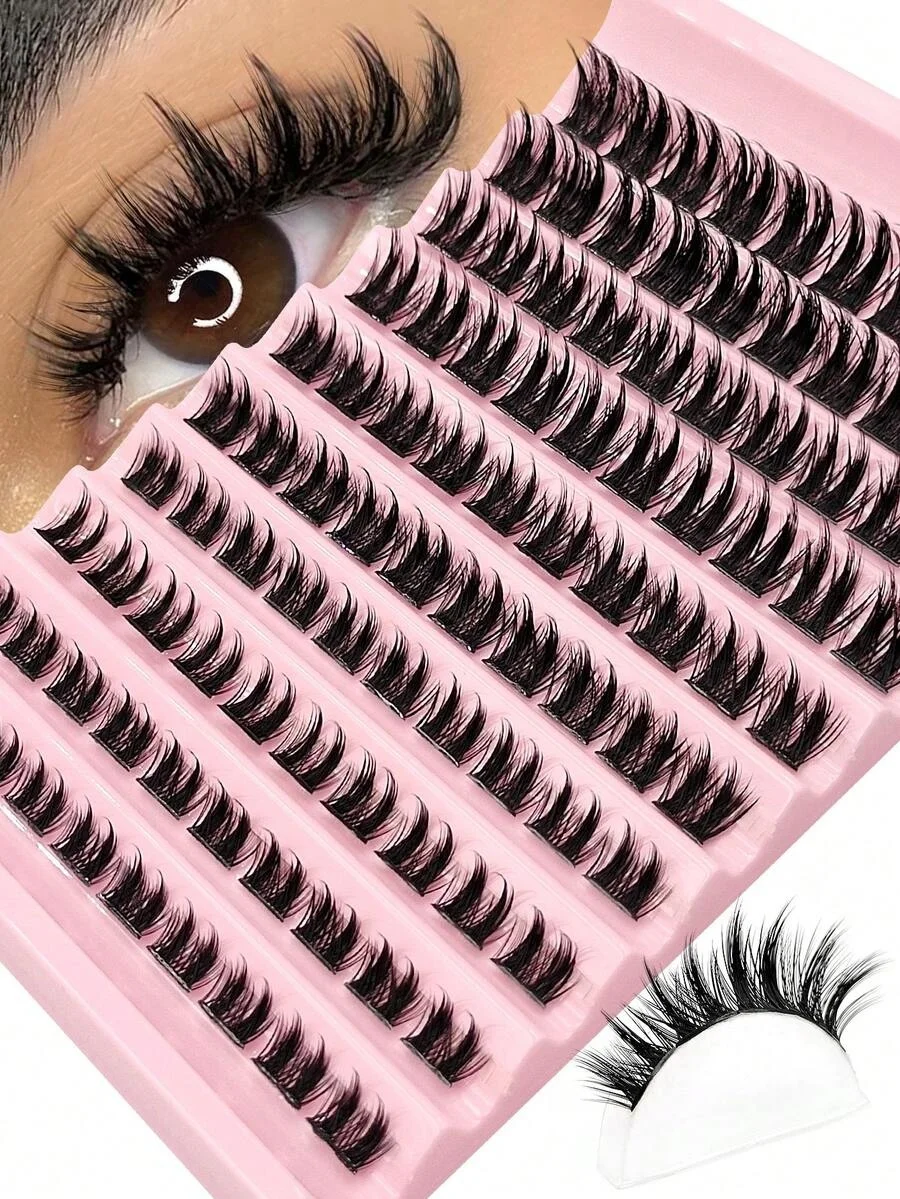 100pcs D-Curl Anime Style Thin False Eyelashes, 8-16mm Mixed Length, Fluffy & Lengthening Individual Lashes, Suitable For Home L