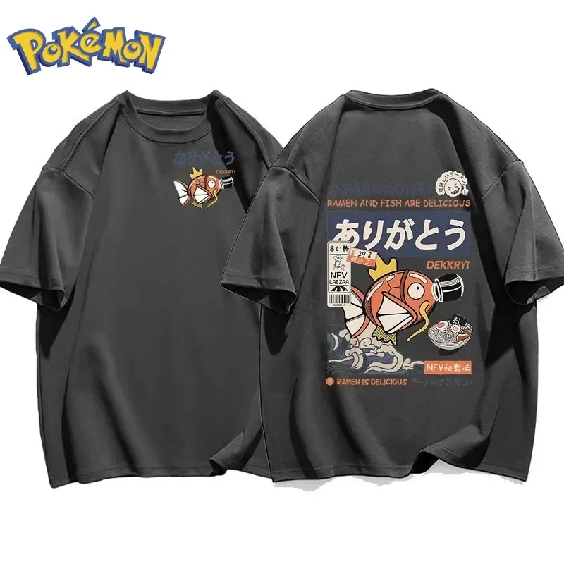 포켓몬 애니메이션 잉어빵 프린팅 티셔츠 2026 가을/겨울 신상 하라주쿠 남녀공용 루즈핏 데일리 부모-자녀 상의