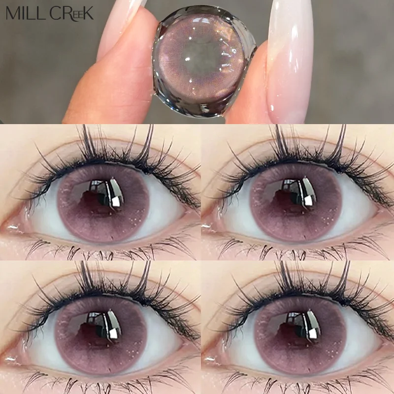 MILL CREEK 1 paio di lenti a contatto colorate naturali per occhi con grado di bellezza Contatti di alta qualità Lenti coreane Alunni rosa annuali