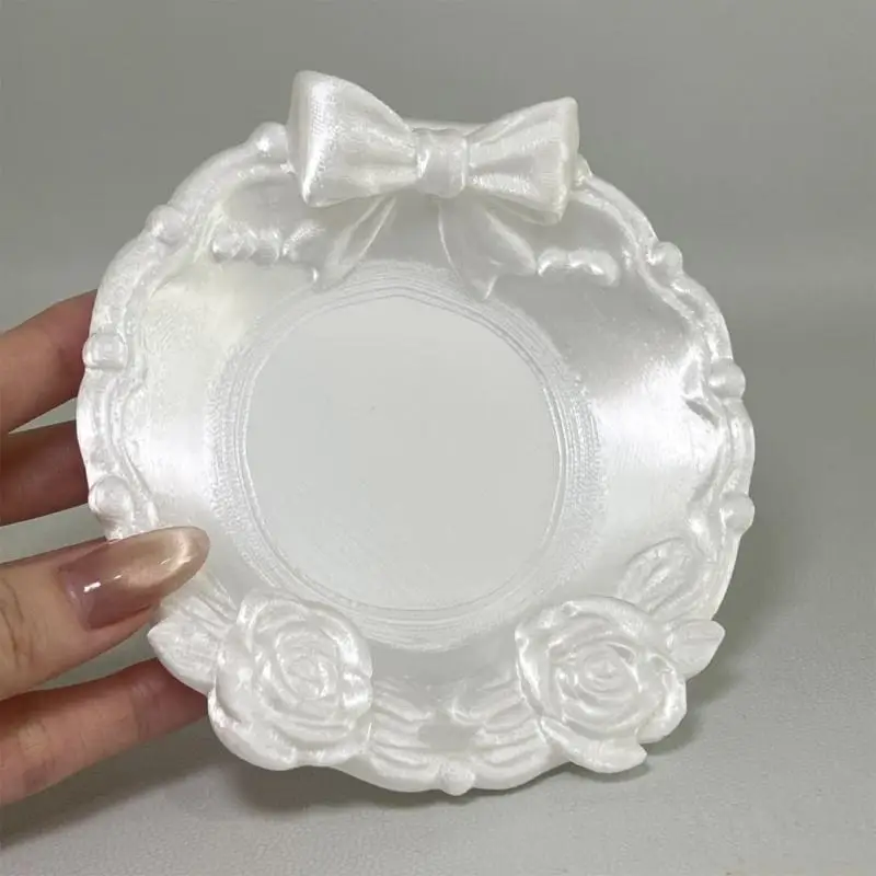 Modern Jewelry Tray With 3D Floral Design For Perfume Bottles Organization Ornamental Dish Storage Plate For Tabletop