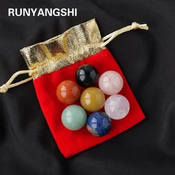 Natural Stones 7 Crystal Sphere Ball Chakra Balancing Therapy Healing Chakra Spheres Stones Kit Diameter 20mm