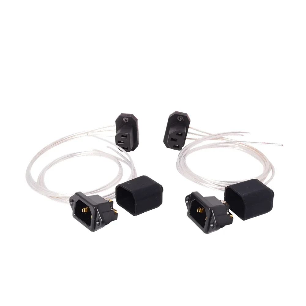 C13 to C14 Power Extension Cable Computer 90° Elbow Three-hole Ultra-thin Male and Female Plug Computer Acrylic/Aluminum Alloy