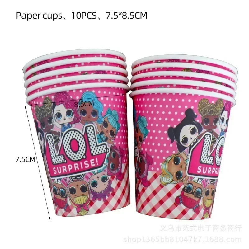 LOL-Dolls Surprises Birthday Party Decoration Backgrounds Balloon Set Disposable Tableware Cup Knife Fork Baby Shower Supplies