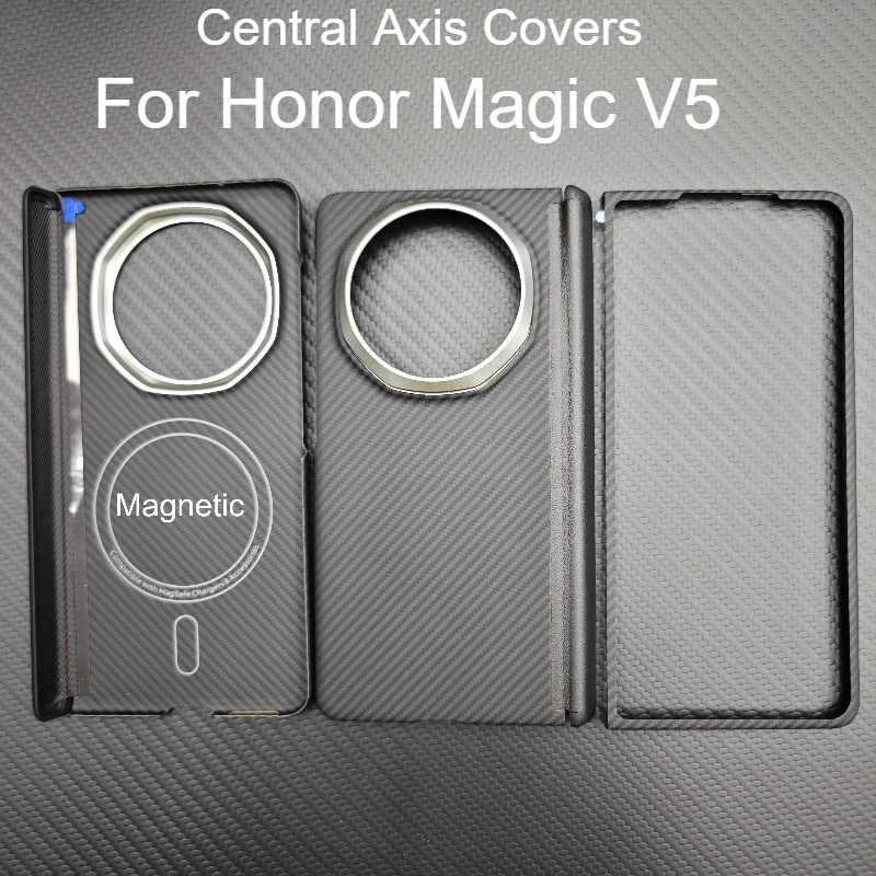 

Чехлы с центральной осью для Honor Magic V5, магнитный чехол, арамидный чехол для телефона из углеродного волокна, противоударный ультратонкий чехол для мобильных телефонов