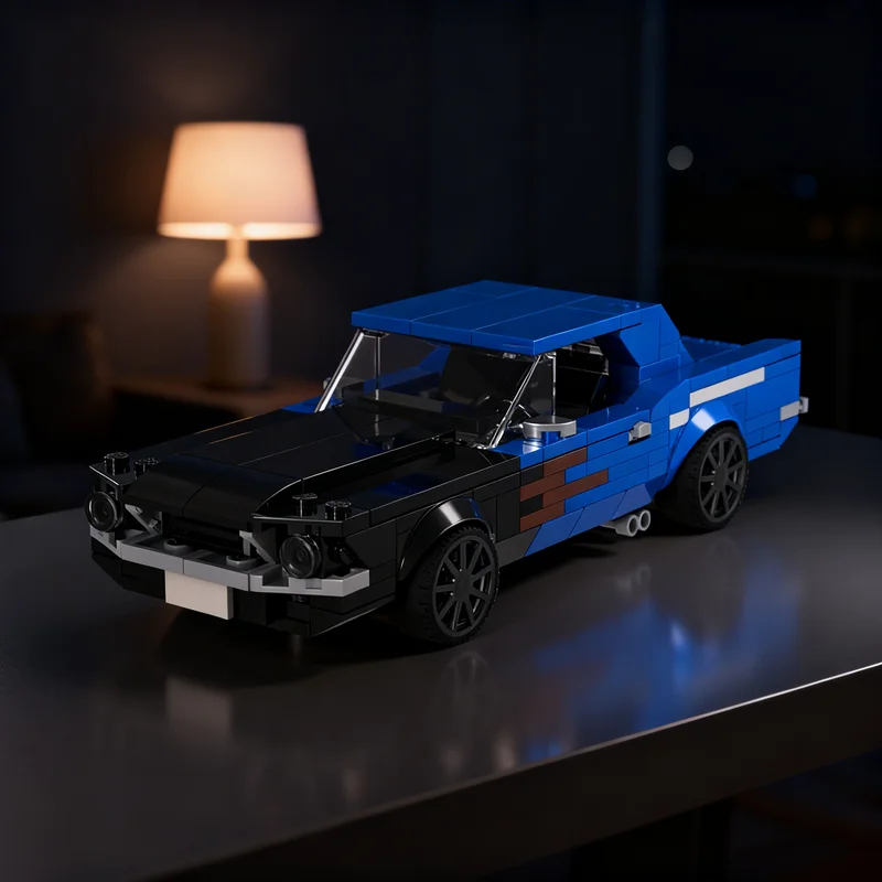 379pcs MOC City Champions Mustang Coupe 8wide MOD Model Building Blocks Christmas Gift Architecture Toy Display Brick Collection