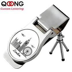Custom Lettering Metal Money Clip Portable Dollar Cash Clamp Holder Stainless Steel Bank Card ID Clip Business Banknote Folder
