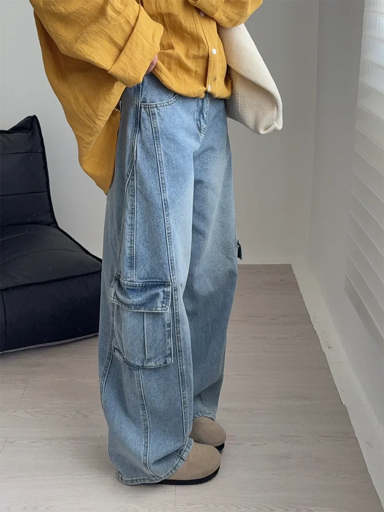 

plus Size American Retro Workwear Style Jeans Women's High Waist Loose Casual Wide Leg Pants Comfortable Casual Denim Jeans