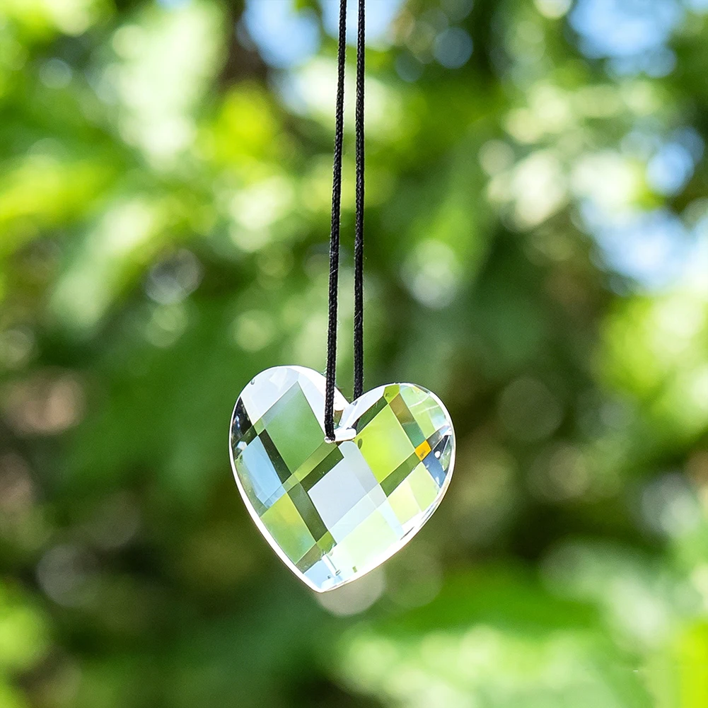 D9 6Pcs Heart Crystal Suncatcher Prisms K9 Glass Faceted Rainbow Maker Sun Lover Sunlight Magic Romantic Valentine Hanging Decor