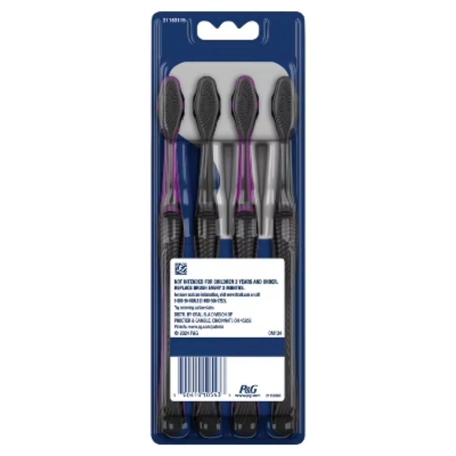 Отбеливающая зубная щетка с мягкой щетиной из активированного угля, удаляет пятна поверхности и отбеливает зубы в 1-й неделю, мягкая щетина