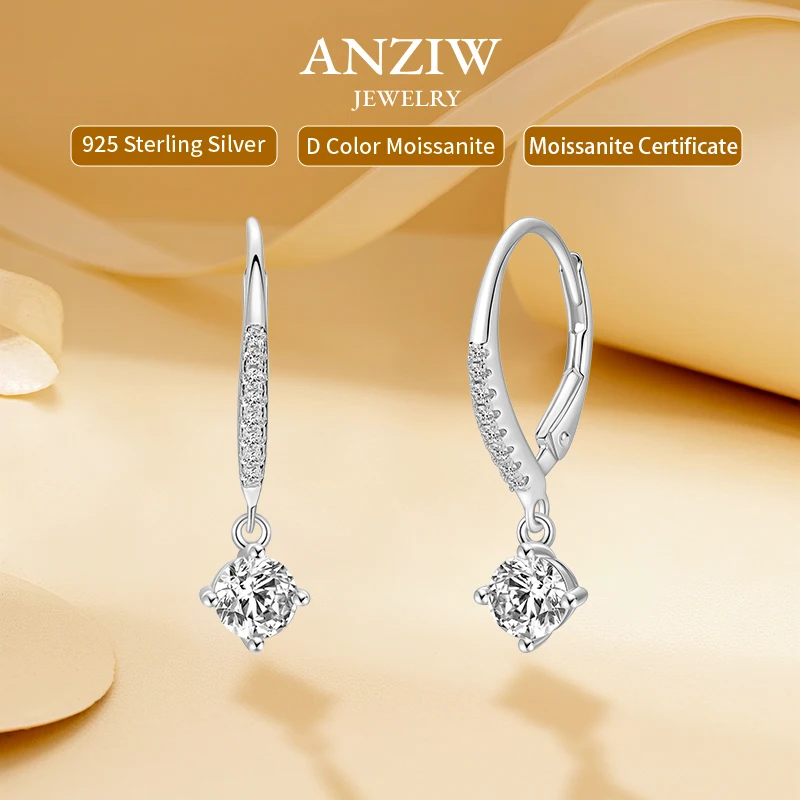 

Anziw S925 5 мм 0,5 карата D Муассанит Серьги-кольца для женщин Серебро 925 Классические серьги-клипсы Изящные ювелирные изделия Повседневная одежда 2025 Новинка
