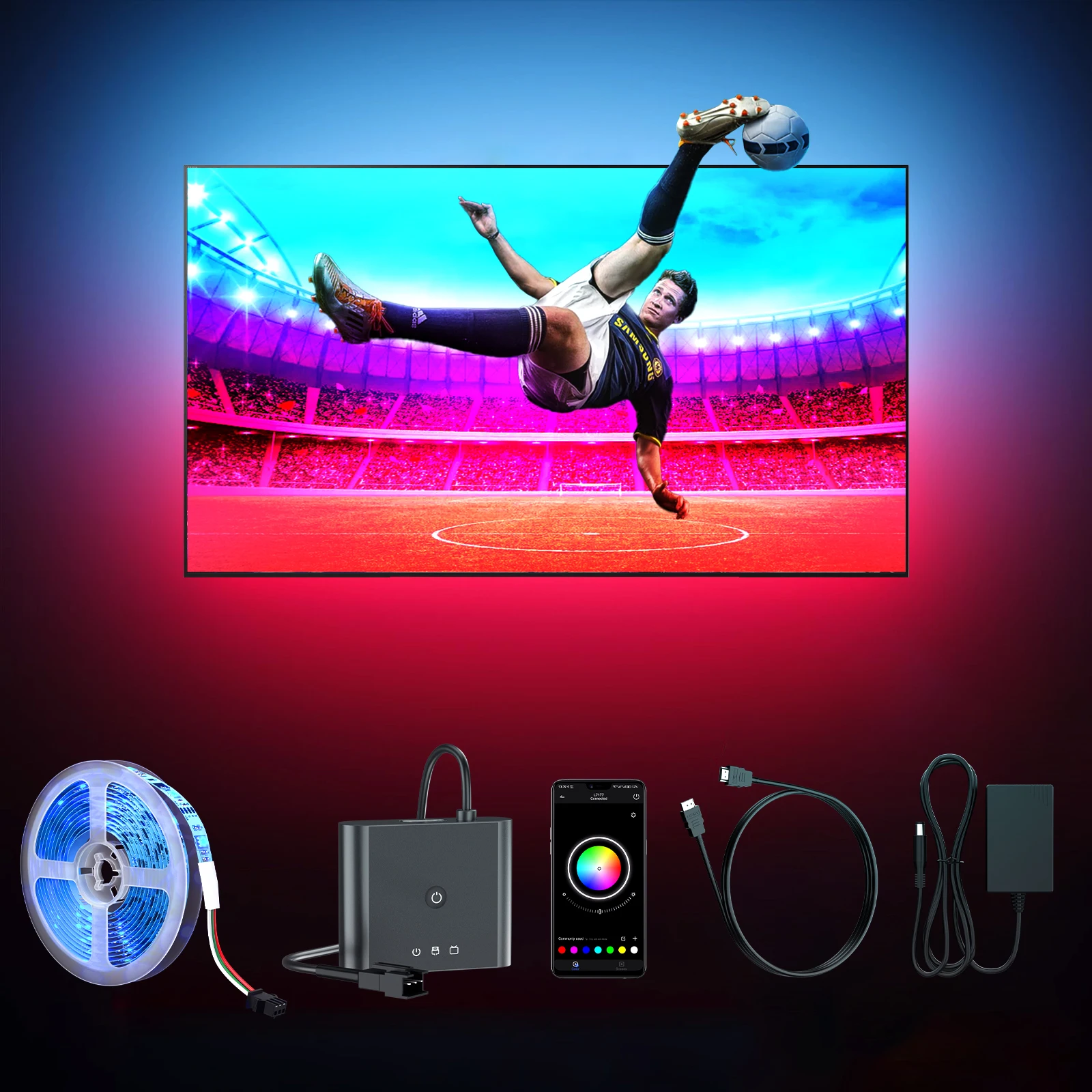 For 55-75inch TV Home theater Ambient  PC Back Light Devices USB RGB Tape Screen Color Sync Led Light Kit For Alexa/Google Box