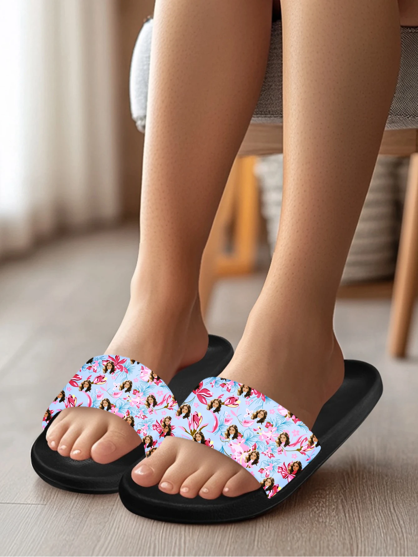 Customized women's slippers Customized text slippers Personalized fun text pictures Customized gifts for family and friends