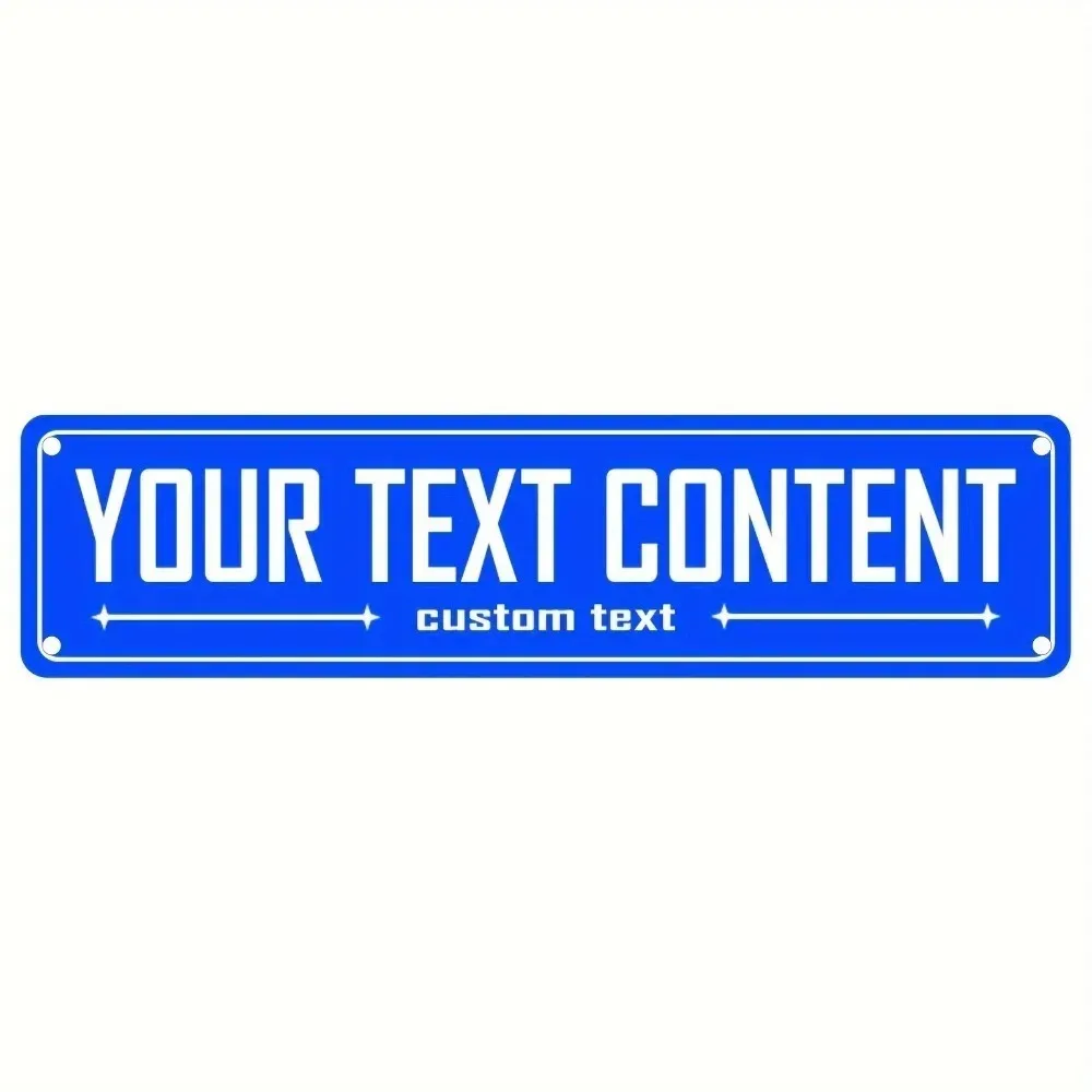 10×40cm 2D‑Flat Blue Star Aluminum Sign, Custom Text Waterproof Home Wall‑Decor Plaque