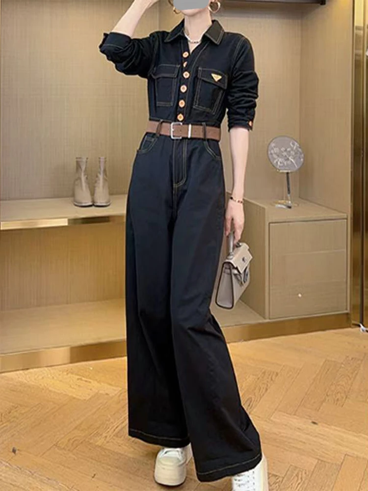 

Bla Wide Leg Jumpsuit Women's Faionable Retro High Waist Long Pants Suit Spring Autumn New Sle Ele