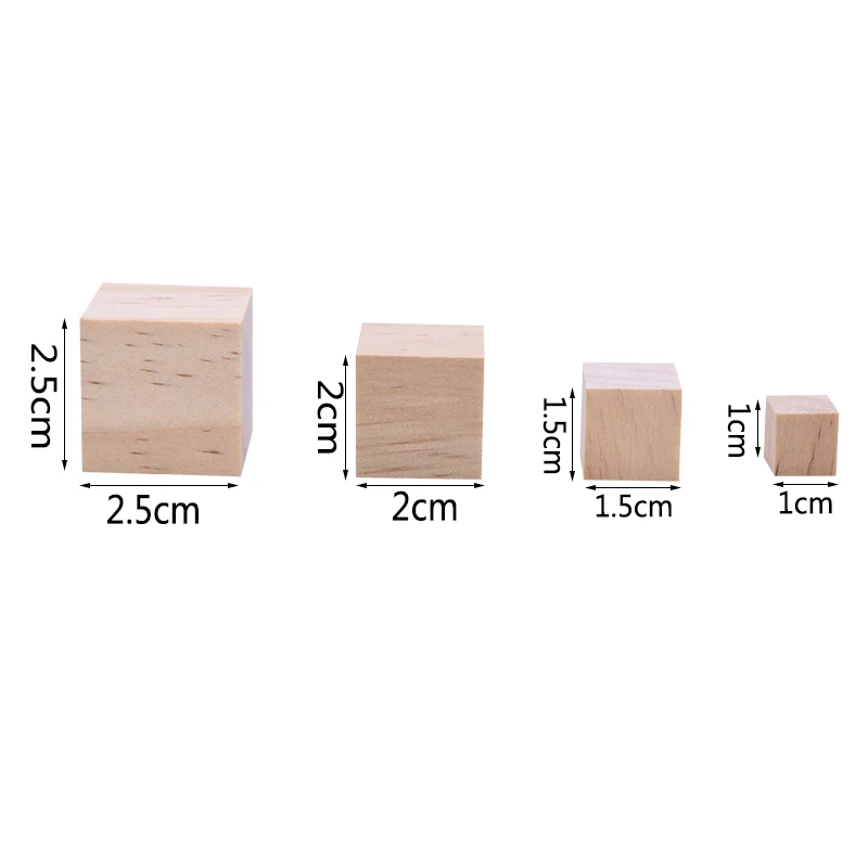 Unfinished Blank Mini DIY Wooden Square Blocks Wood Solid Cubes Woodwork Crafts Kids Toys Puzzle Making Material Painting Decor