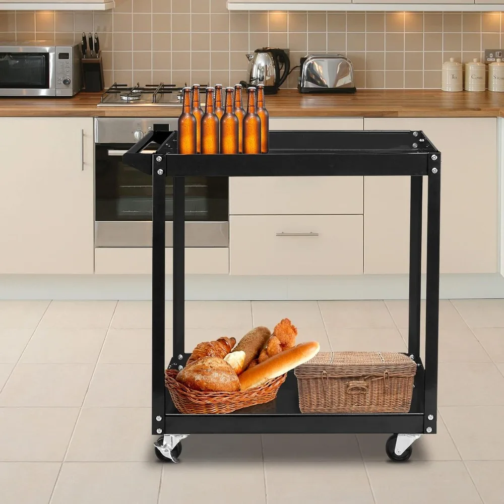 

220 LBS Capacity Industrial 2 Tier Service Cart Rolling Tool Cart for Workshop