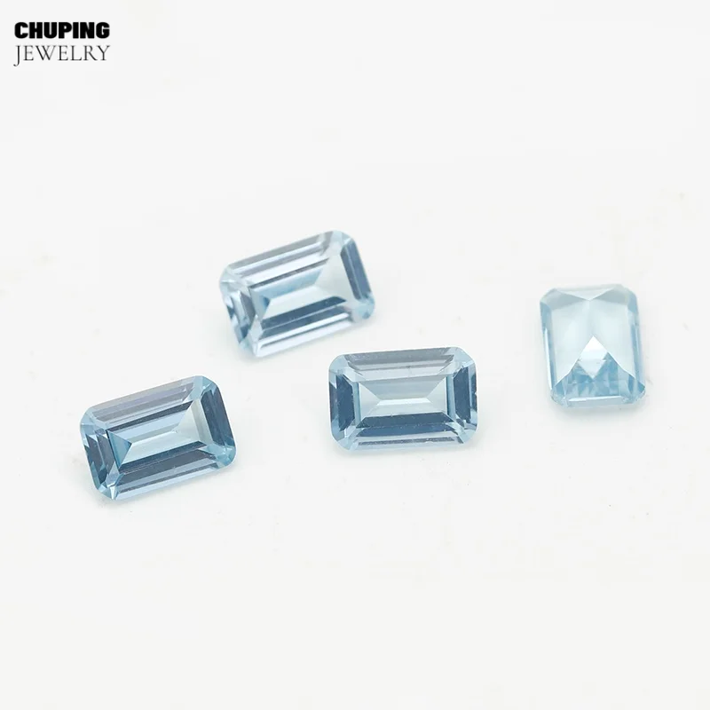 Premium Quality Lab Grown Aquamarine Spinel Emerald Cut Flame Melted With AGL Certificate Loose Gemstone For Fine Jewelry Making view 3