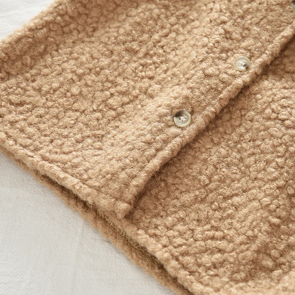 3-7 Jahre Alte Mädchen Herbst/Winter Retro-Kleidung Koreanische Version Khaki Teddy-Samt-Weste+Rock+Braunes Langarm-Unterhemd+Tasche – Detail 6