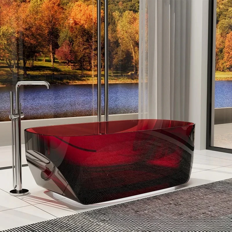 Transparent resin crystal color integrated art bathtub home homestay is simple