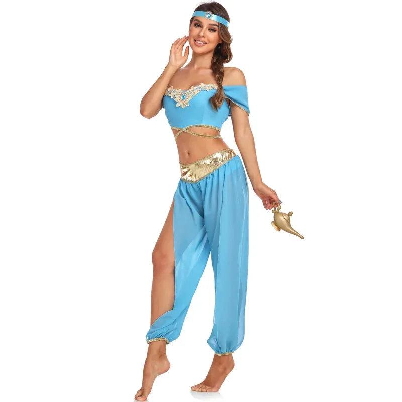 

New Aladin and The Magic Lamp Princess Jasmine Cosplay Costume Adult Carnival Party Fancy Dress Up Halloween Costumes