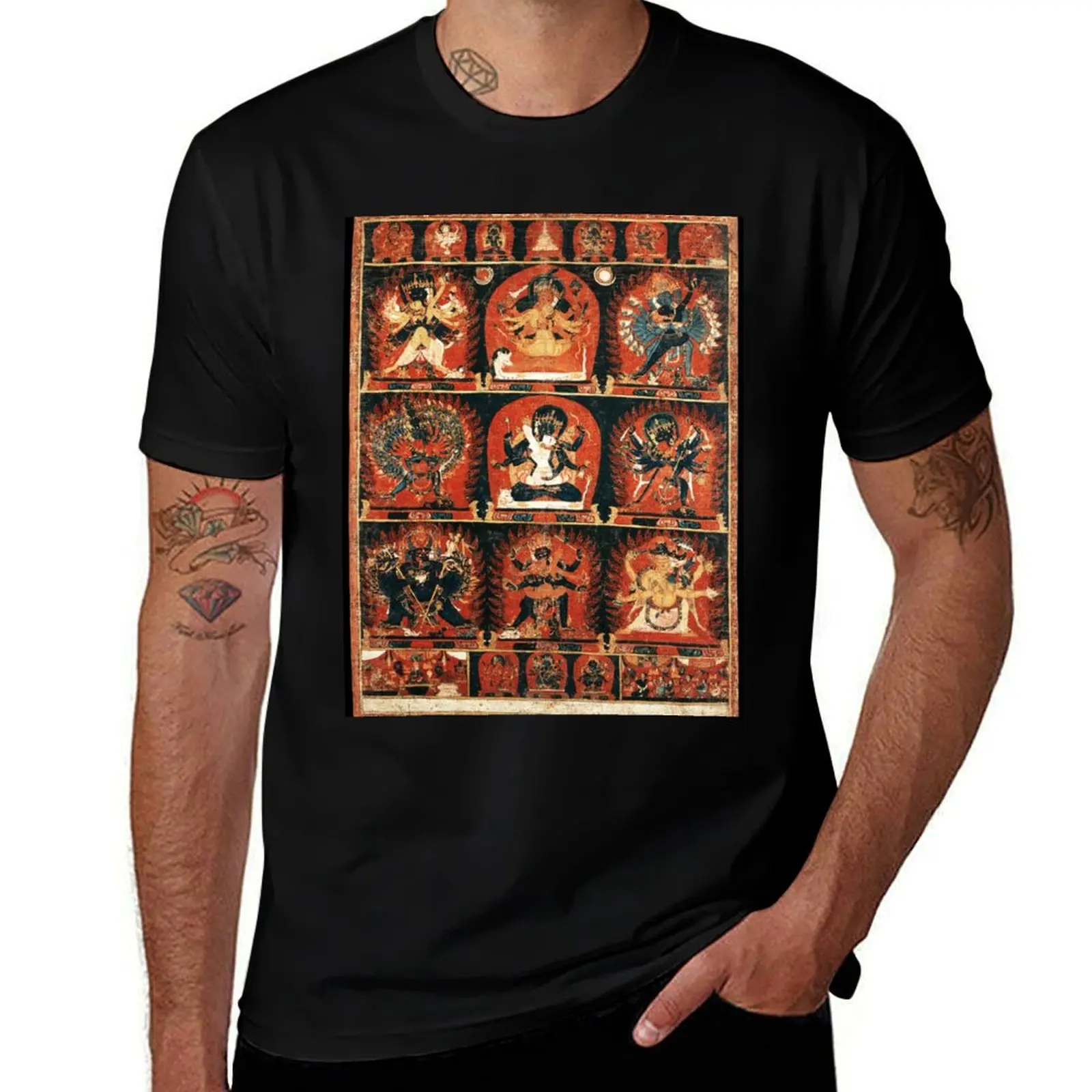 

Buddhist Tantric Deity Thangka T-Shirt graphic t shirt vintage cheap stuff Aesthetic clothing big and tall t shirts for men