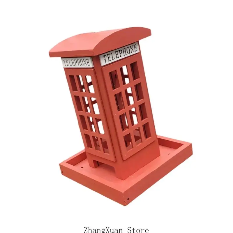 Garten-Vogelstation mit hölzerner Telefonzelle, Design mit offenem Fenster, Tablettboden und Feuchtigkeitslöchern für Wildvögel – Detail 8